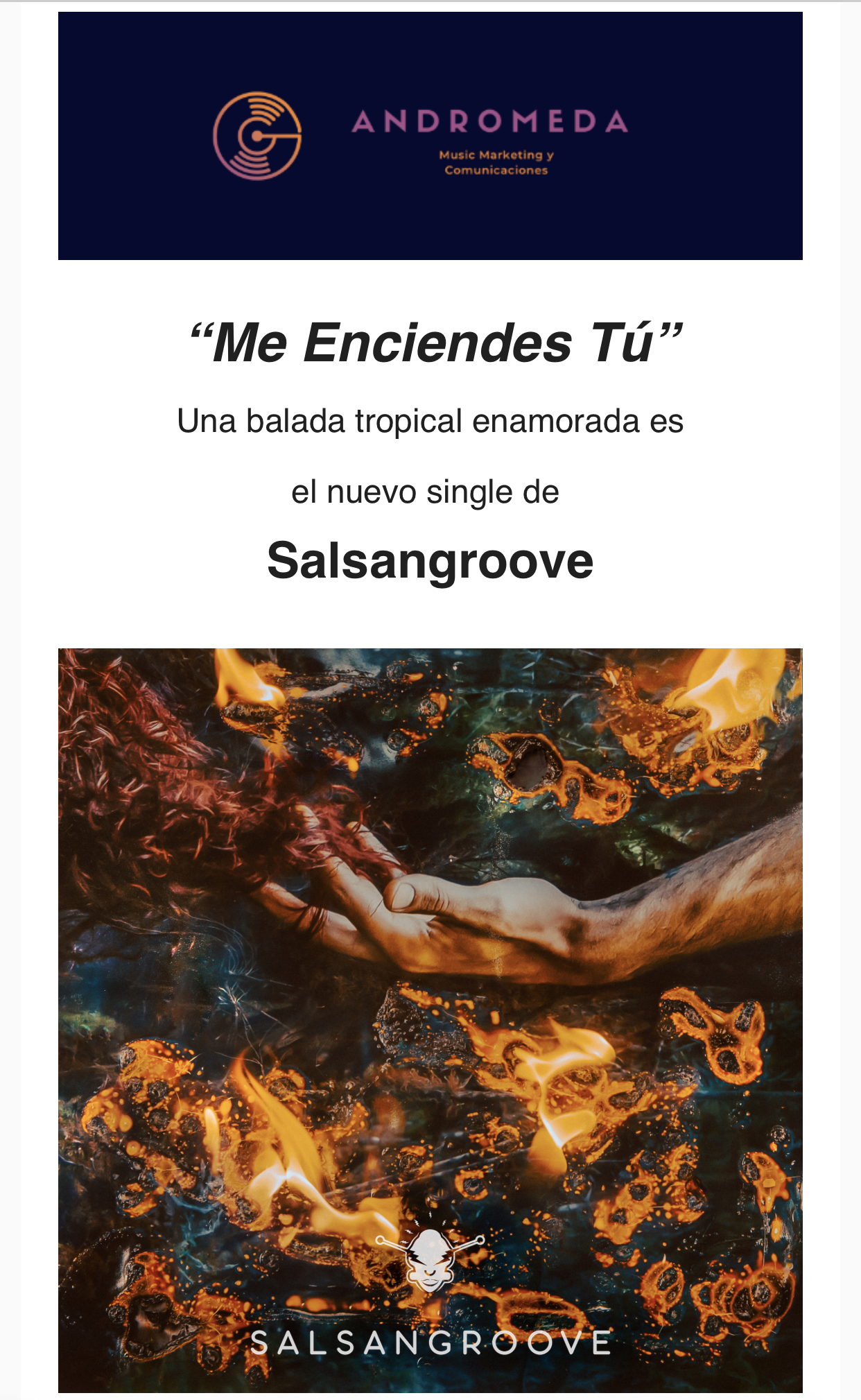 Una balada tropical enamorada es  el nuevo single de   Salsangroove